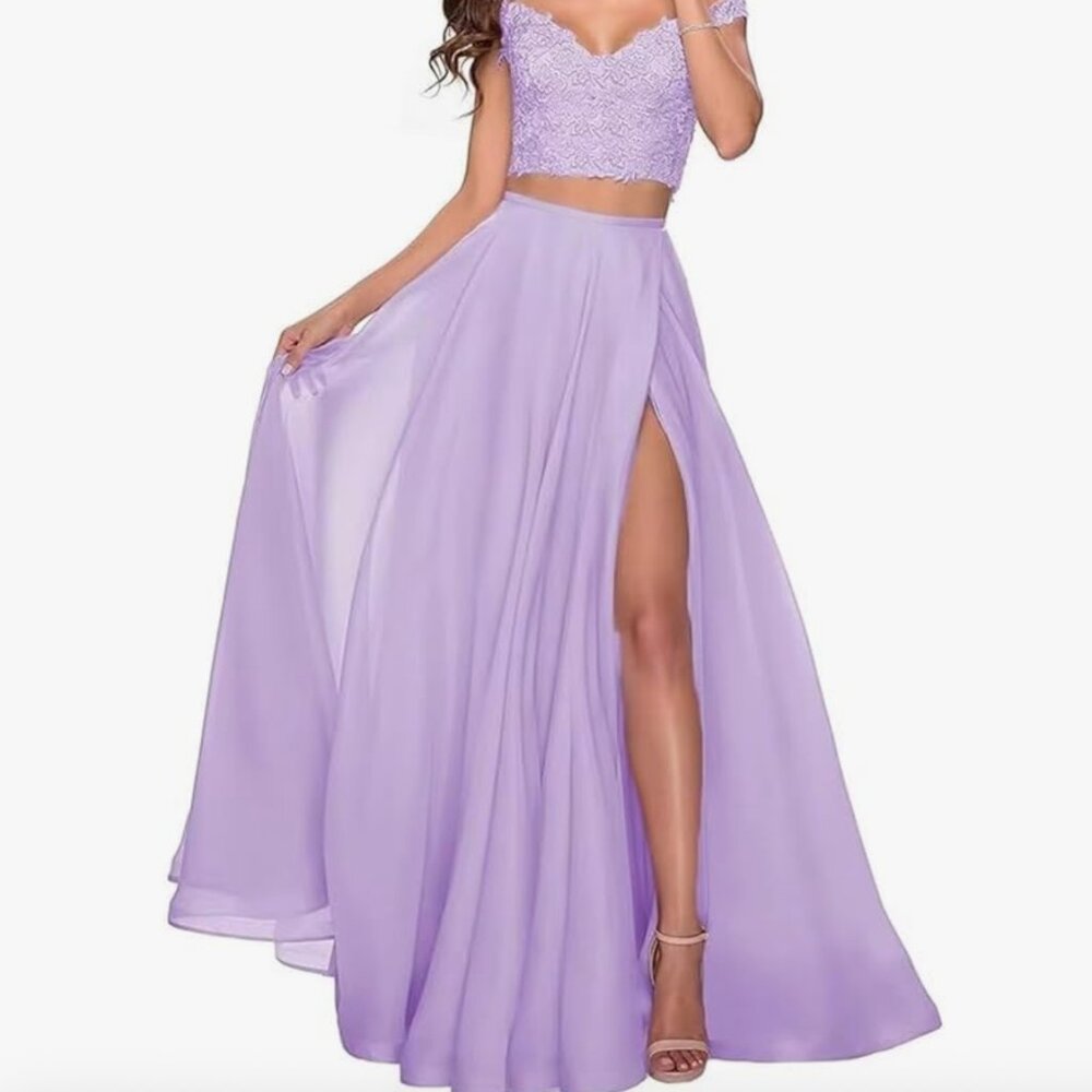 Two Piece Prom Dresses Long Formal for Women Teens Homecoming Graduation Party